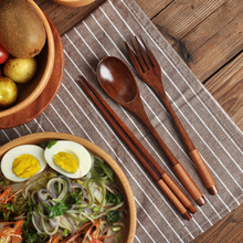 Solid Wood Spoon Fork Chopsticks Set