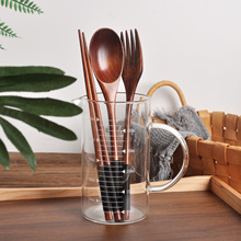Solid Wood Spoon Fork Chopsticks Set