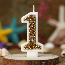 Gold Macaron Bead Number Candle