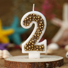 Gold Macaron Bead Number Candle