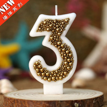 Gold Macaron Bead Number Candle
