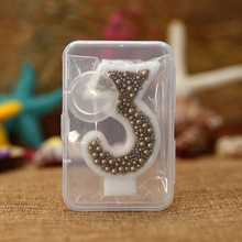 Gold Macaron Bead Number Candle