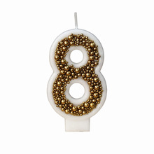 Gold Macaron Bead Number Candle