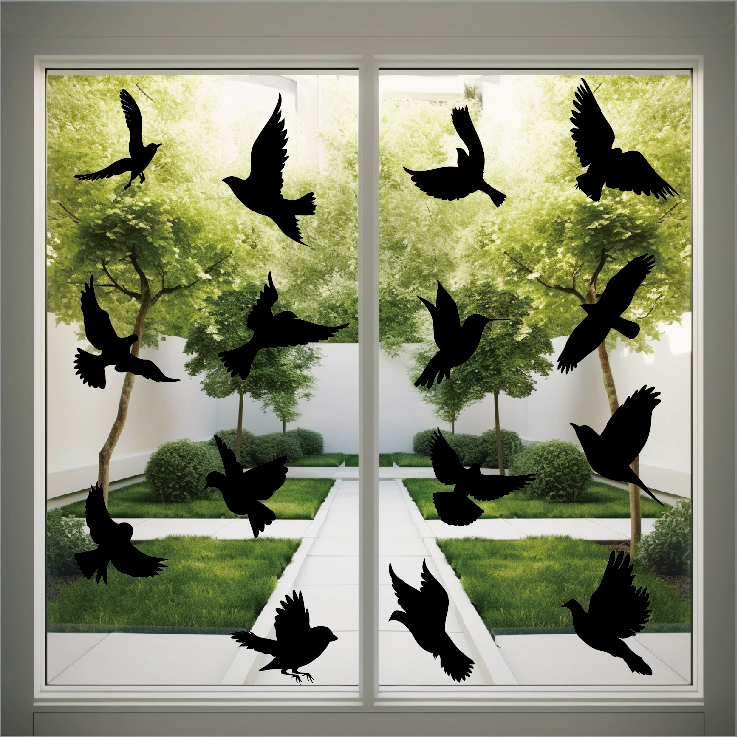 Black PVC Hummingbird Static Cling