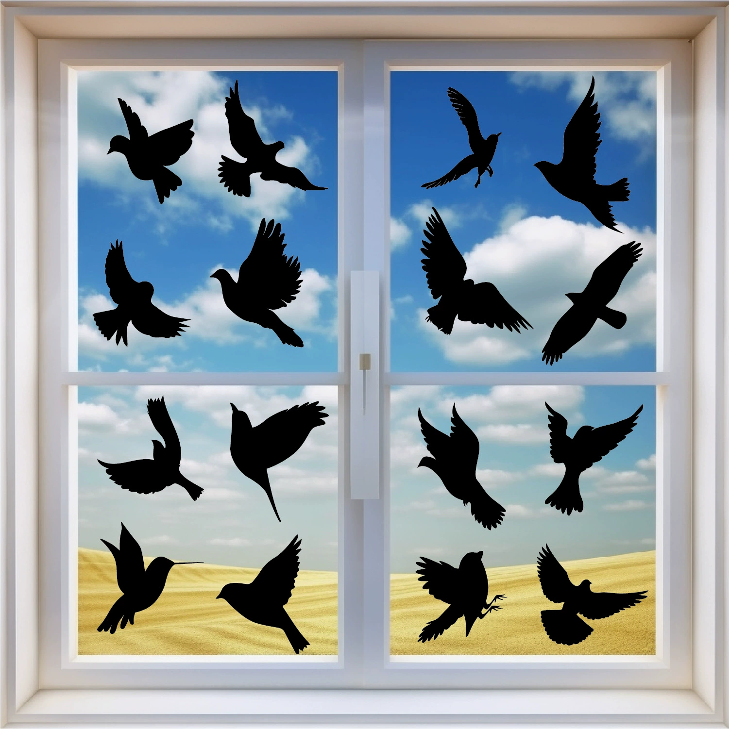 Black PVC Hummingbird Static Cling