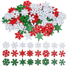 Mixed Red White Green Snowflake Wood Chips