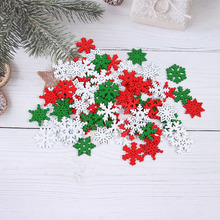 Mixed Red White Green Snowflake Wood Chips