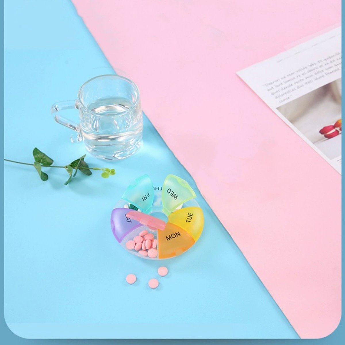 Round Rainbow Seven-Day Travel Pill Box