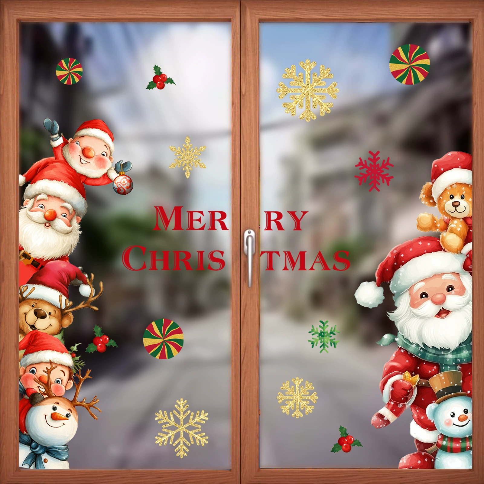 Cartoon Christmas Glass Window Sticker