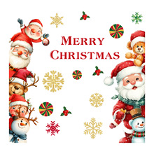 Cartoon Christmas Glass Window Sticker