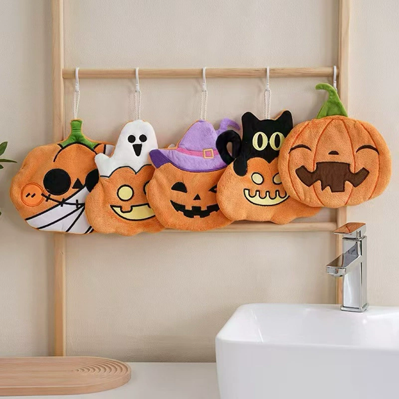 Coral Fleece Pumpkin Kitchen Hand Towel