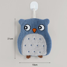 Coral Fleece Owl Cartoon Hanging Towel