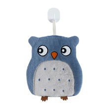Coral Fleece Owl Cartoon Hanging Towel