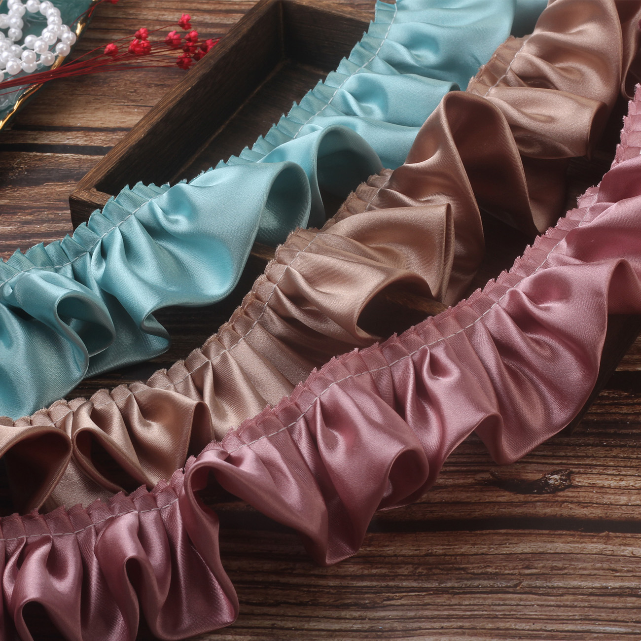 5.5cm Double-Layer Satin Pleated Curtain Fabric