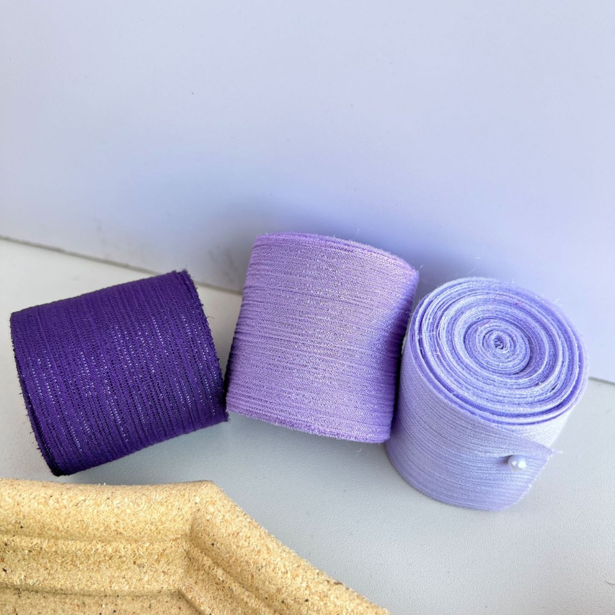 Silver Glitter Pleated Mesh Ribbon