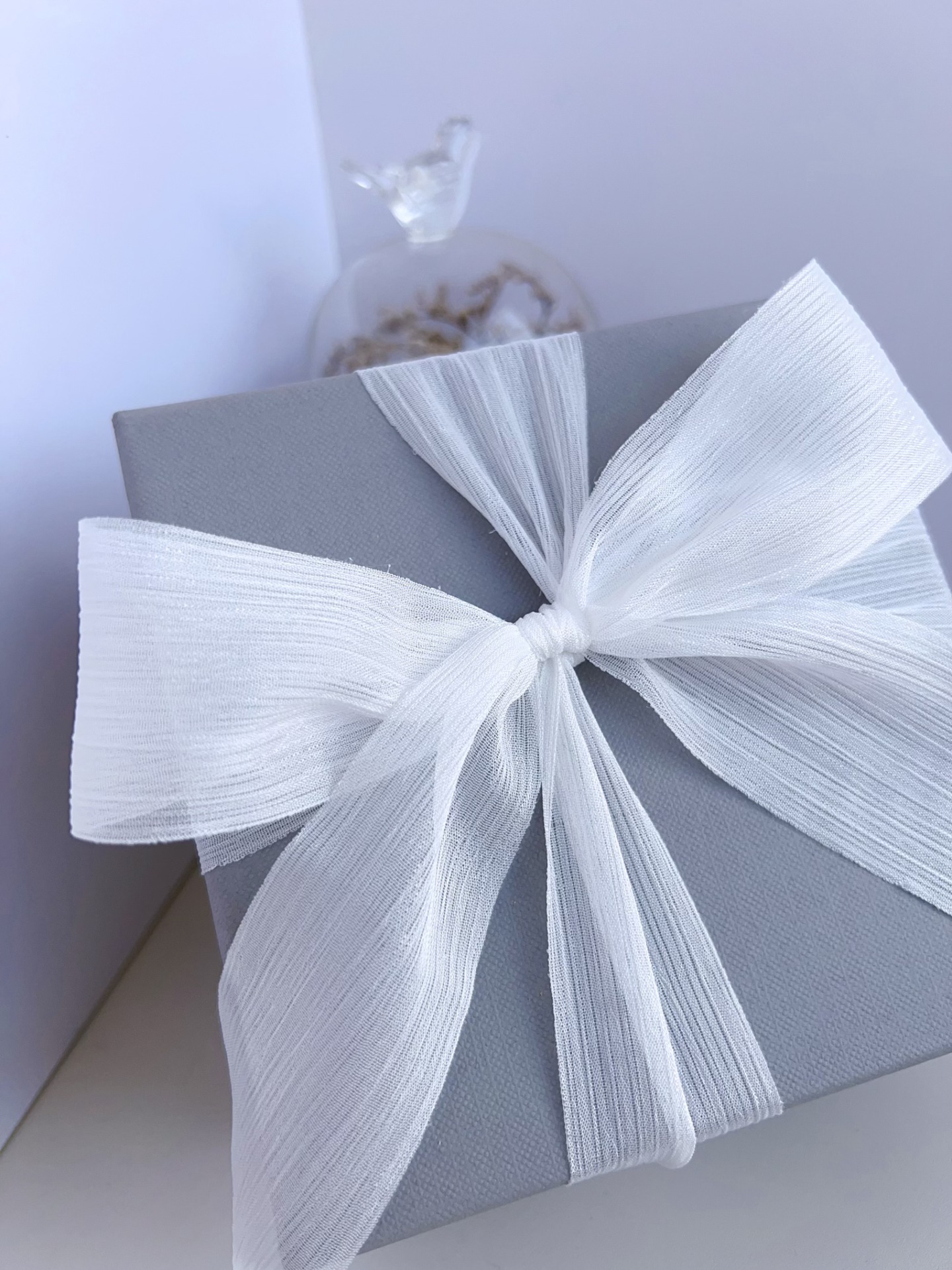 Silver Glitter Pleated Mesh Ribbon