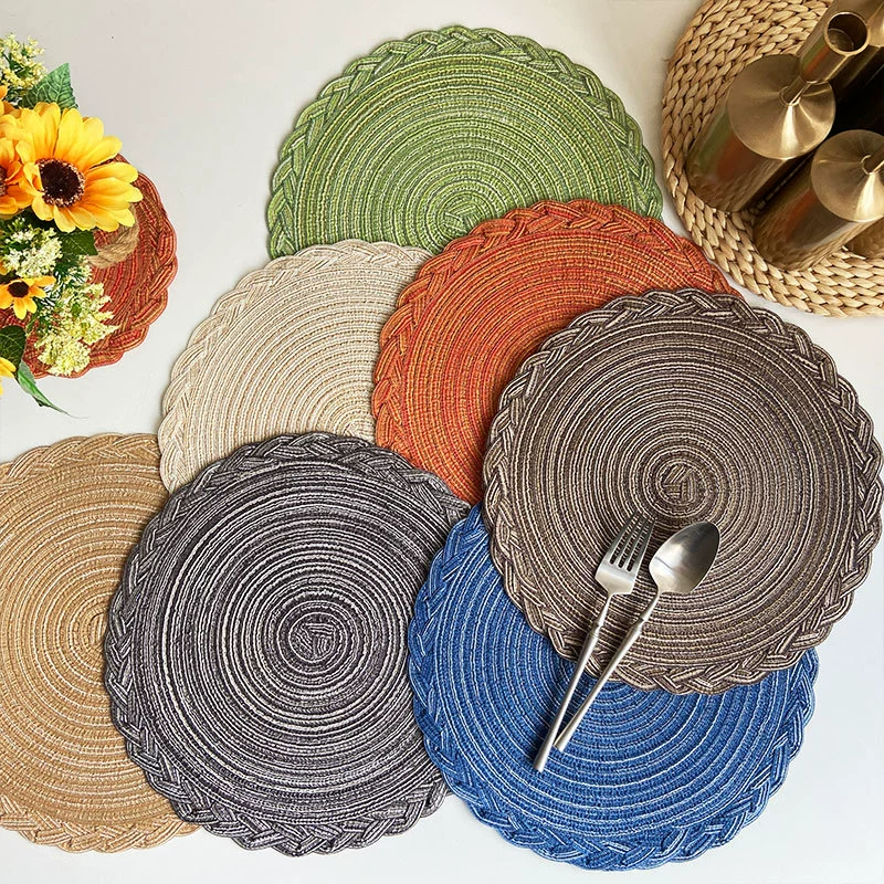 Christmas Cotton Gauze Braided Round Placemat