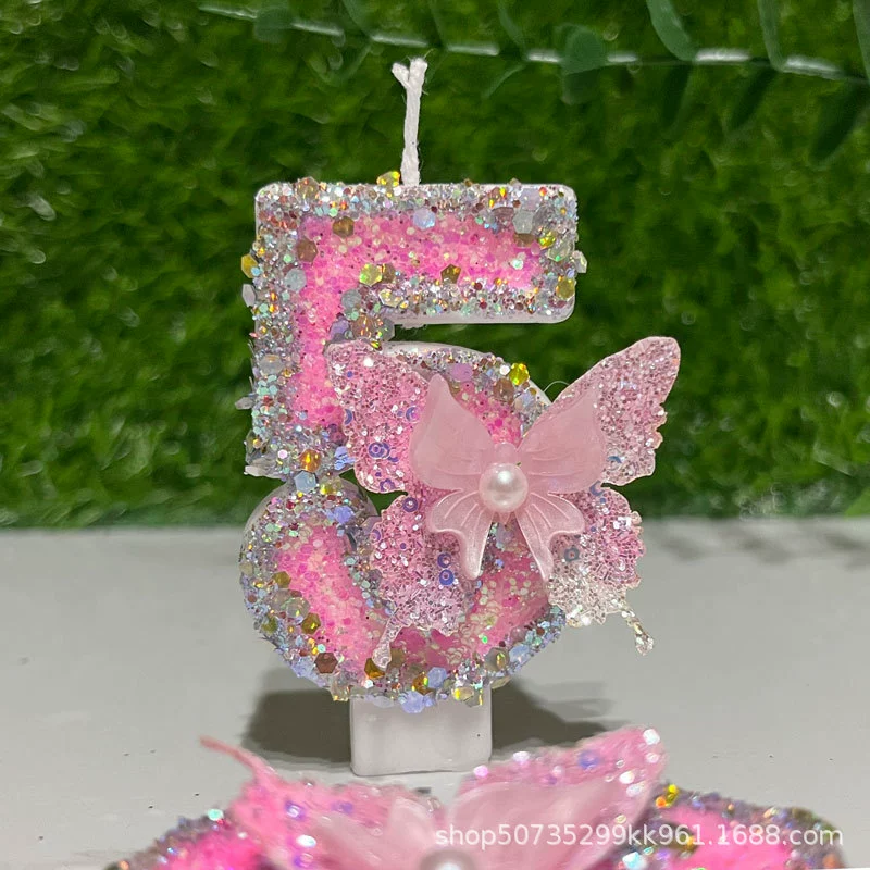 Pink Butterfly Number Candles 0-9