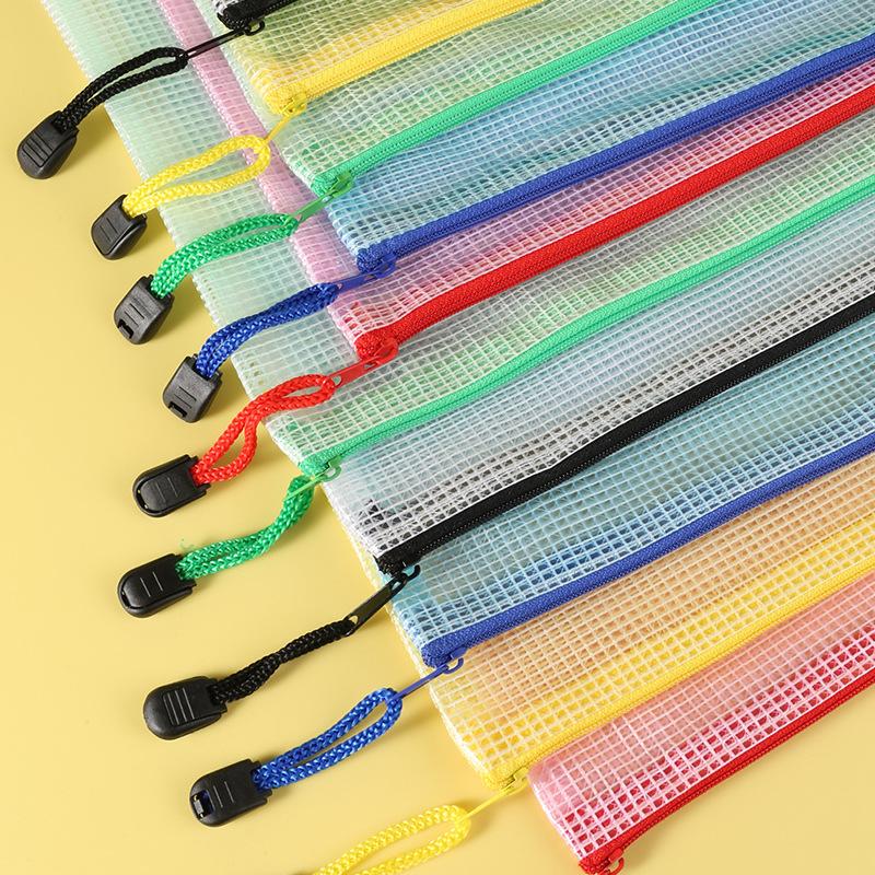 A4 Transparent Grid Zipper File Bag