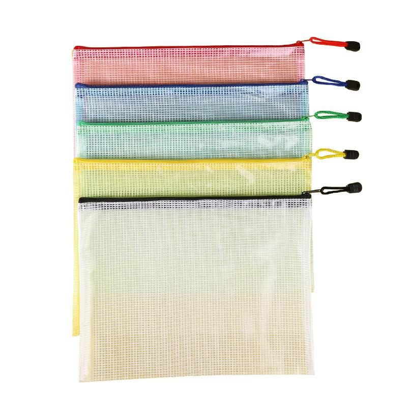 A4 Transparent Grid Zipper File Bag
