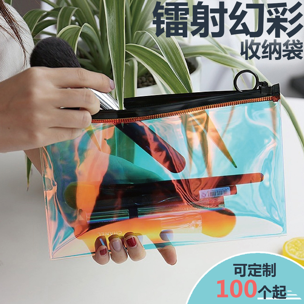 Neceser Transparente con Corte Láser, Estuche de Maquillaje Impermeable para Viaje