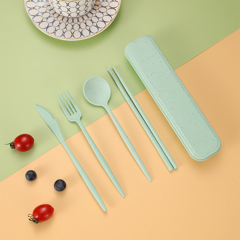 4-Piece Wheat Straw Cutlery Set