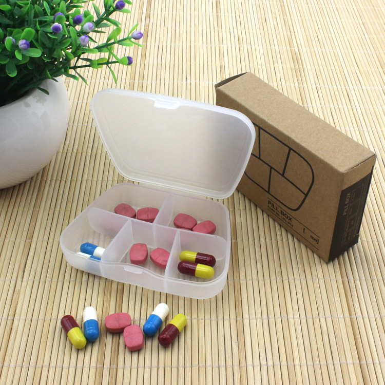 5-Cell Frosted Plastic Pill Storage Box