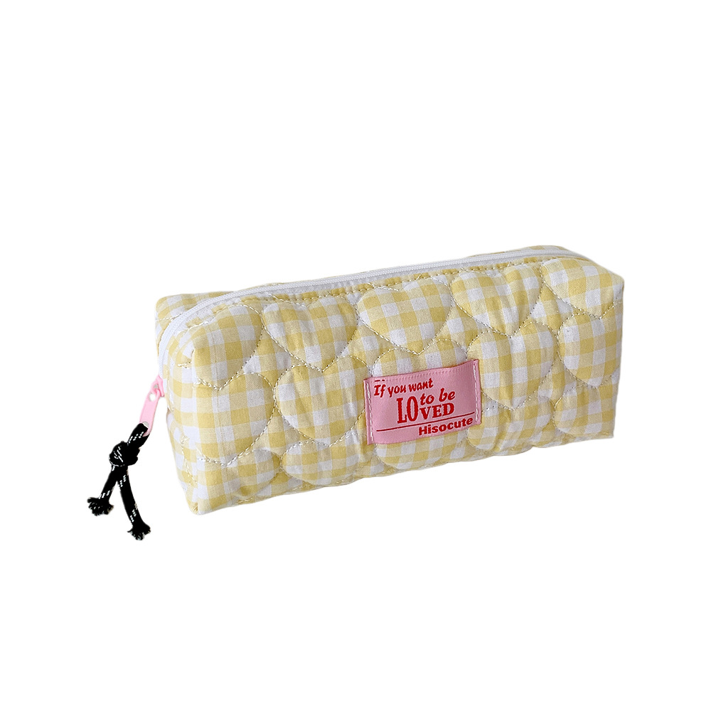 Korean Plaid Pencil Case Cute Stationery Pouch Wash Bag Organizer